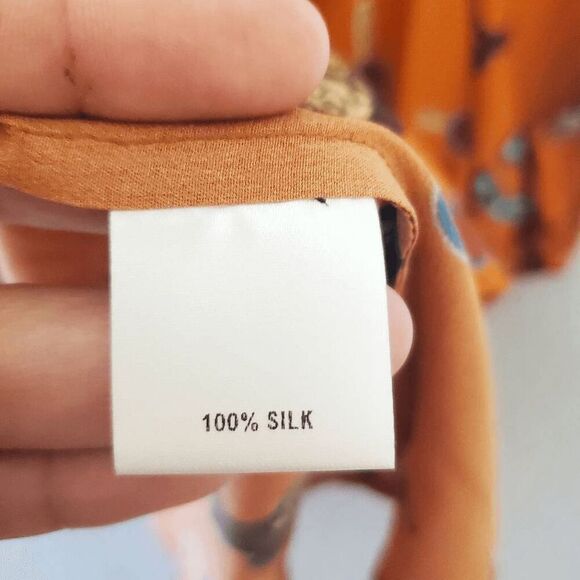 Tucker Women's Orange Western Sheriff 100% Silk Blouse Small - Picture 4 of 6